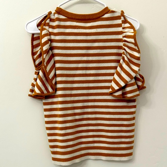 Anthropologie | Jillian flutter sleeve stripped sweater Top size medium - Picture 7 of 13